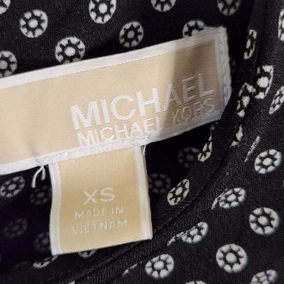 Michael Michael Kors Black White Floral Dot Border Sheath Dress Size XS - Picture 5 of 6
